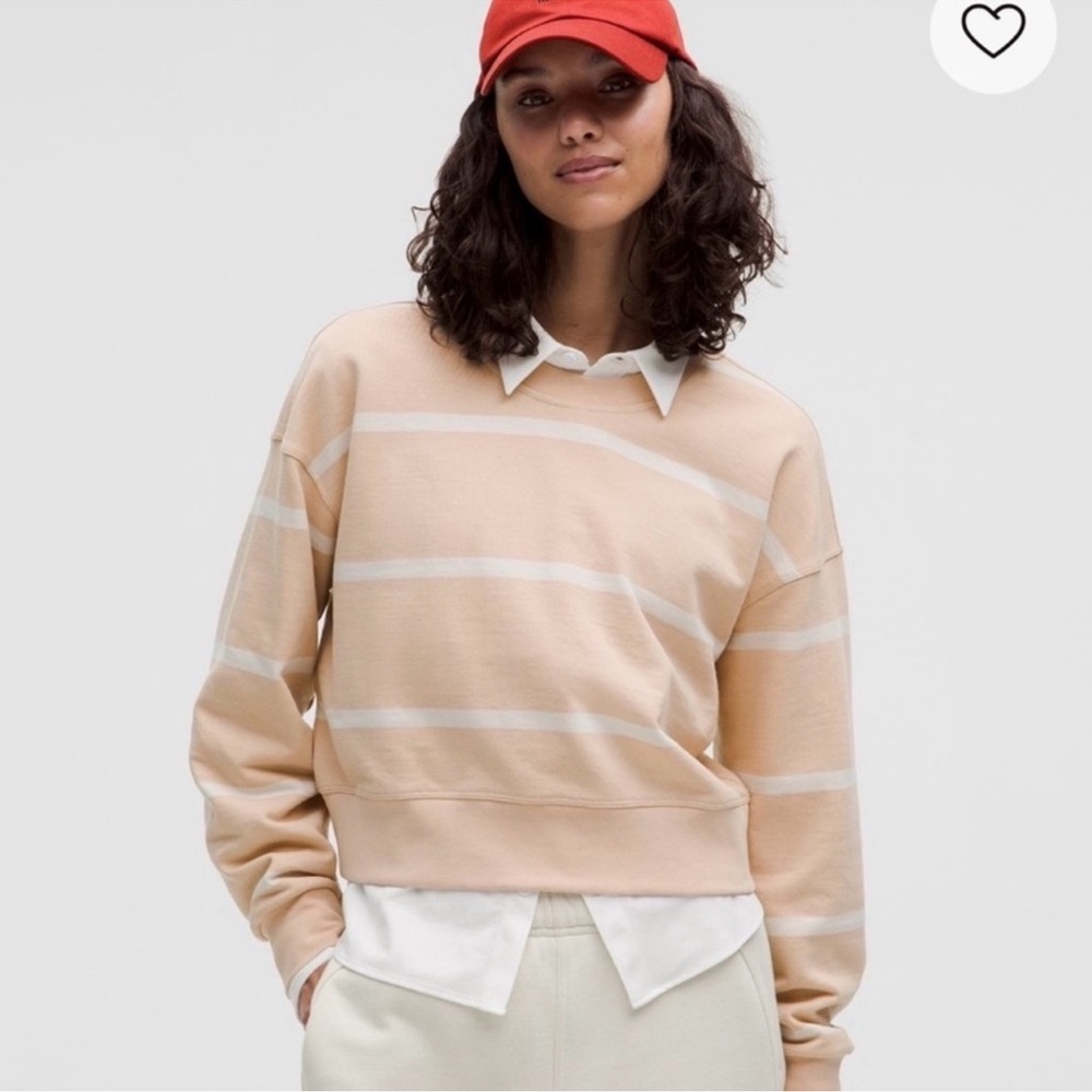 NWT LULULEMON PERECTLY OVERSIZED CROPPED CREW STRIPED SWEATSHIRT